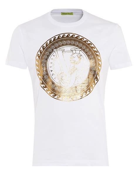 versace t-shirt herren weiß gold|versace long sleeve t shirt.